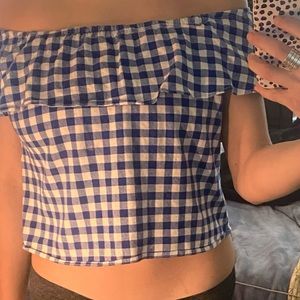 zara girls picnic blue white top